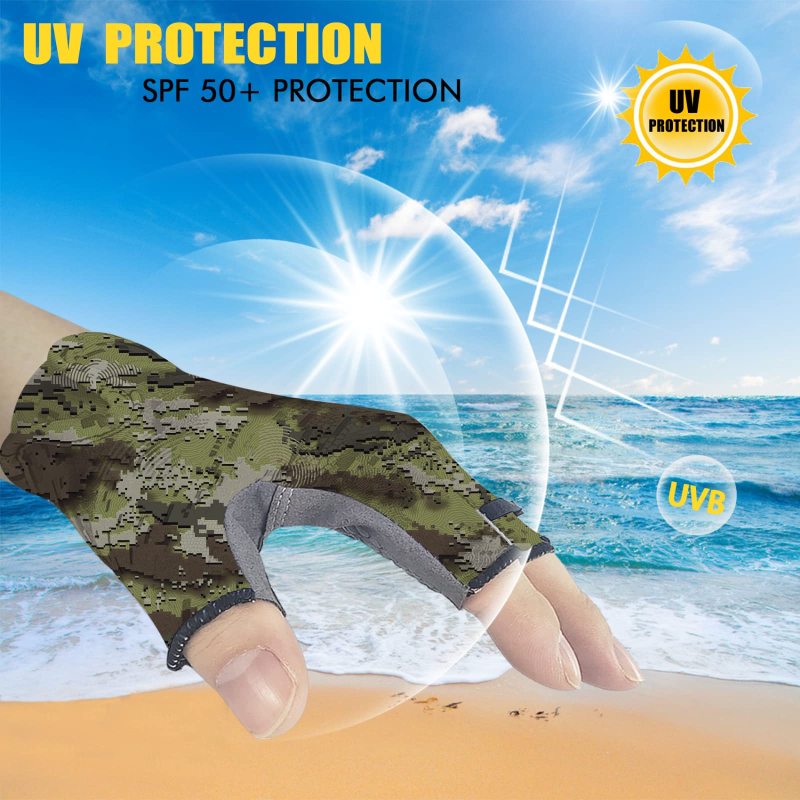 Riverruns Fishing Gloves, UPF50+ Sun Gloves, Fingerless Fishing Gloves, Lightweight Breathable Fishing Gloves Men for Kayaking Paddling Driving Hiking Fishing
