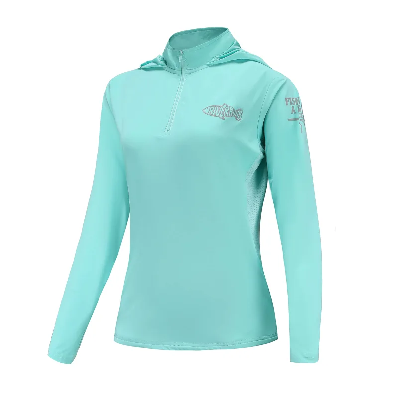 Riverruns Women's Performance Fishing Hoodie Long Sleeve UPF50+ Lightweight For Hiking Fishing Outdoor