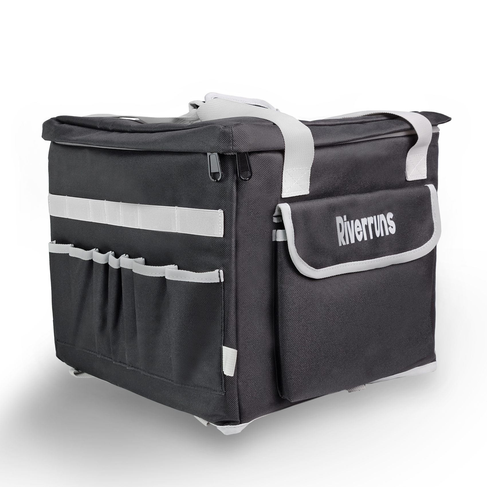 Riverruns Kayak Crate Bag Durable Saltwater- Resistant Kayak Fishing Bag with 3 Fishing Rod Holders Large Kayak Fishing Tackle Storage Bag for Milk Crate-13x13 in