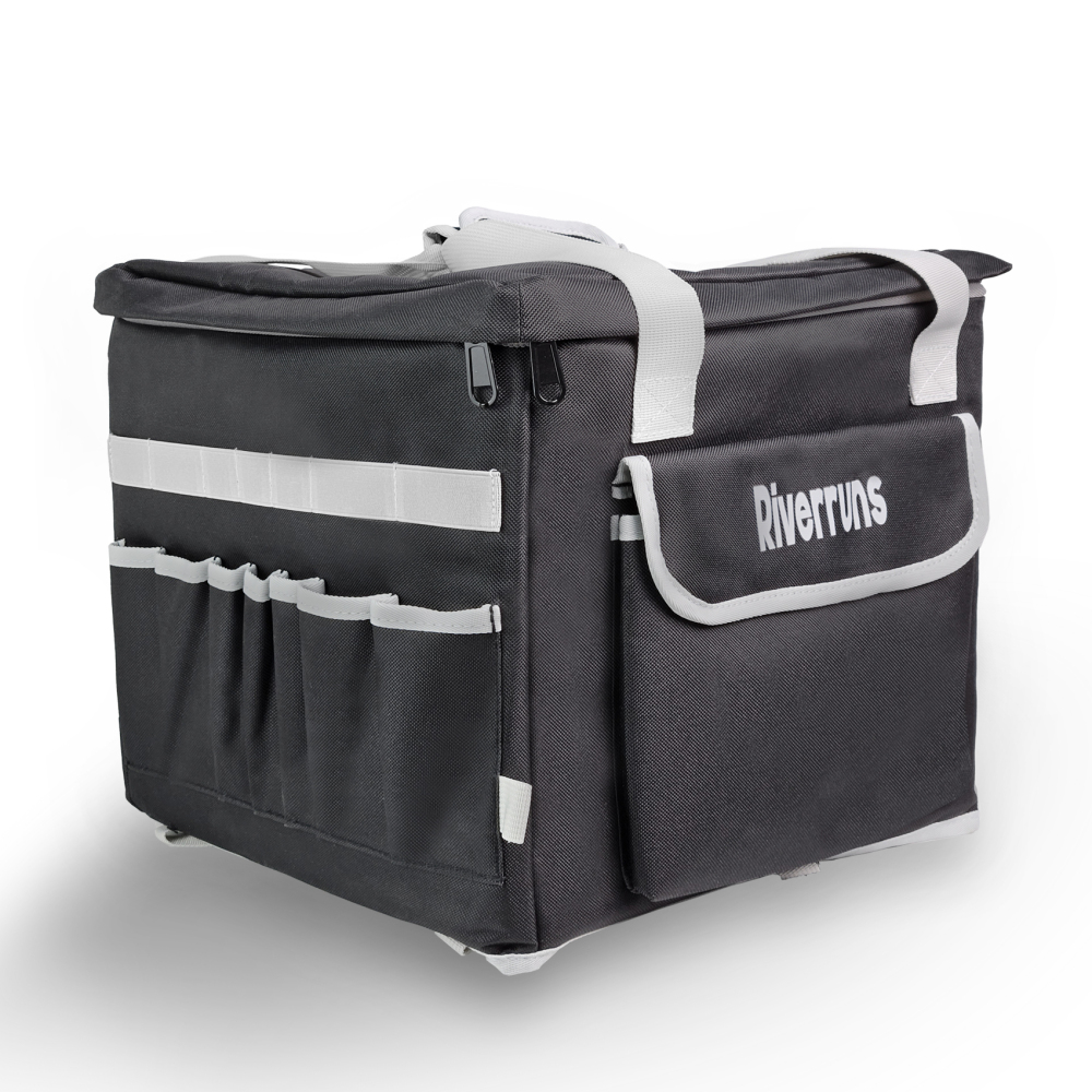 Riverruns Kayak Crate Bag Durable Saltwater- Resistant Kayak Fishing Bag with 3 Fishing Rod Holders Large Kayak Fishing Tackle Storage Bag for Milk Crate-13x13 in