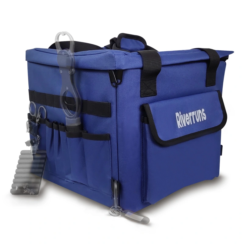Riverruns Kayak Crate Bag Durable Saltwater- Resistant Kayak Fishing Bag with 3 Fishing Rod Holders Large Kayak Fishing Tackle Storage Bag for Milk Crate-13x13 in