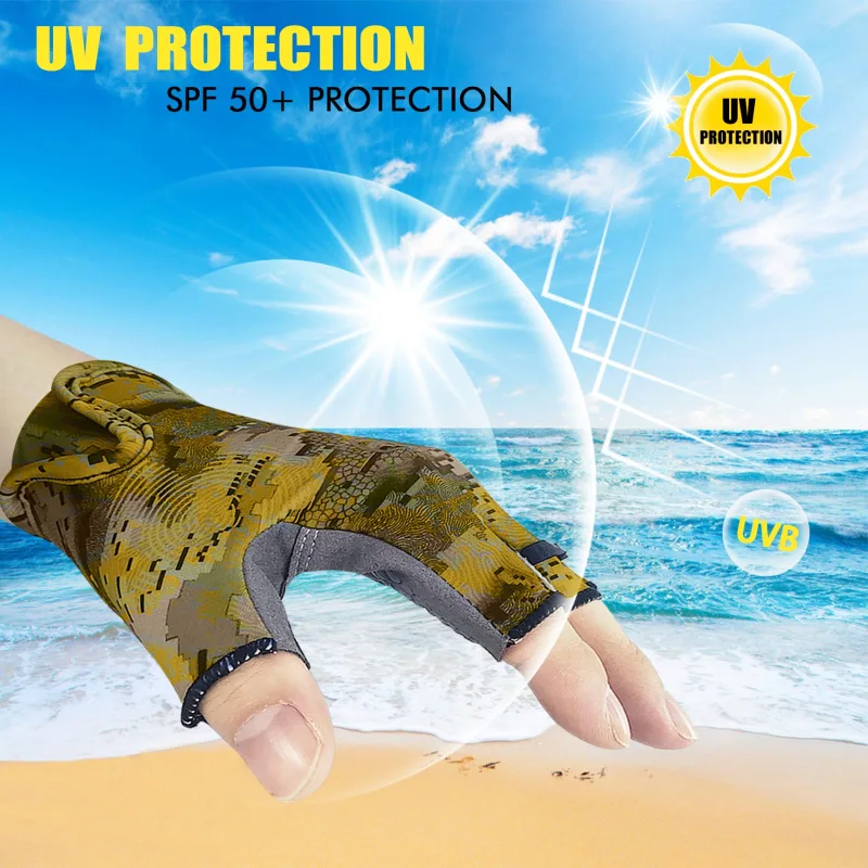 Riverruns Fishing Gloves, UPF50+ Sun Gloves, Fingerless Fishing Gloves, Lightweight Breathable Fishing Gloves Men for Kayaking Paddling Driving Hiking Fishing