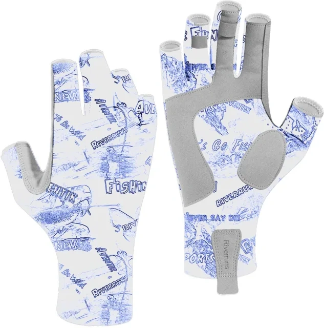 Riverruns UPF 50+ Fingerless Fishing Gloves UV Protection for Men and Women