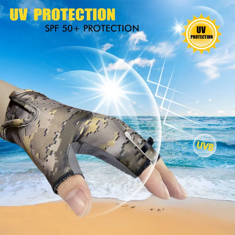 Riverruns Fishing Gloves, UPF50+ Sun Gloves, Fingerless Fishing Gloves, Lightweight Breathable Fishing Gloves Men for Kayaking Paddling Driving Hiking Fishing