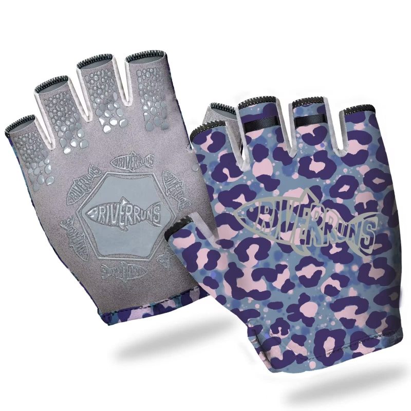Riverruns Design Fishing Gloves Shortened Wrist UPF50+ Sun Gloves Fingerless Lightweight Breathable Hiking Driving Kayaking Paddling