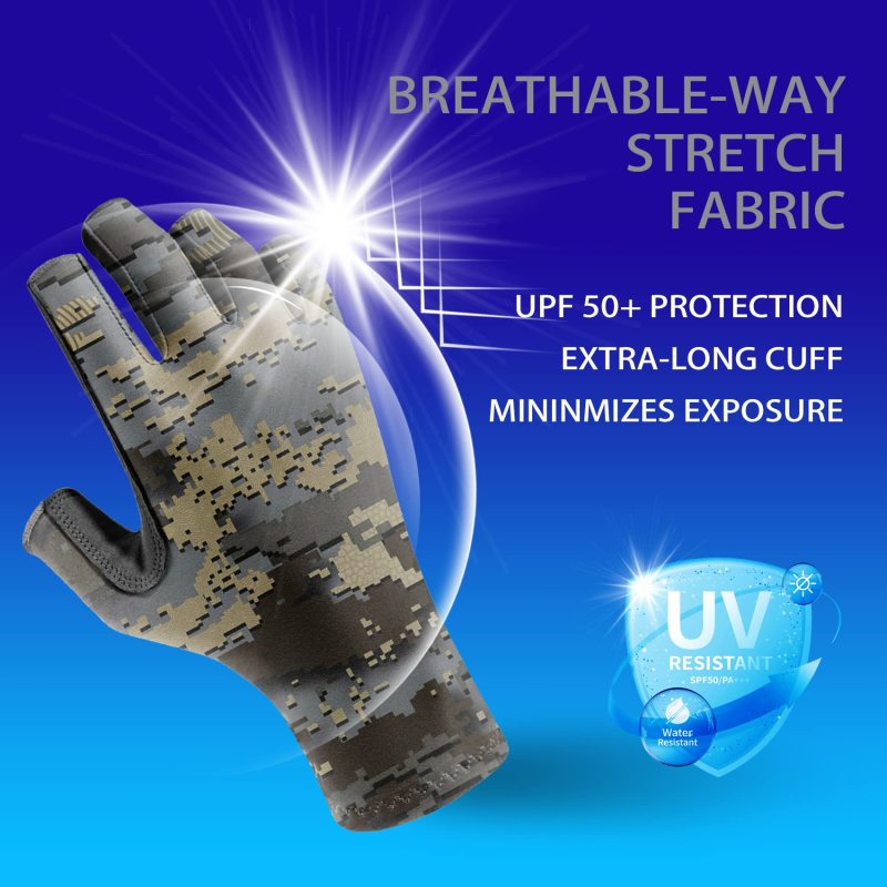 Riverruns UPF 50+ Fingerless Fishing Gloves UV Protection Fishing Sun Gloves for Men and Women Fishing, Boating, Kayaking, Hiking, Running, Cycling and Driving