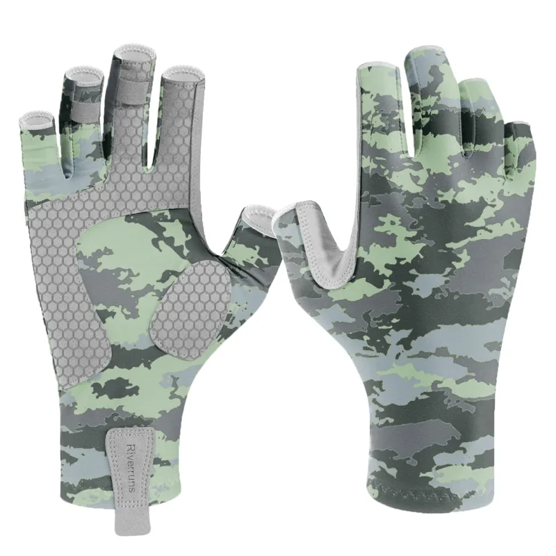 Riverruns UPF 50+ Fingerless Fishing Gloves UV Protection Fishing Sun Gloves for Men and Women Fishing, Boating, Kayaking, Hiking, Running, Cycling and Driving