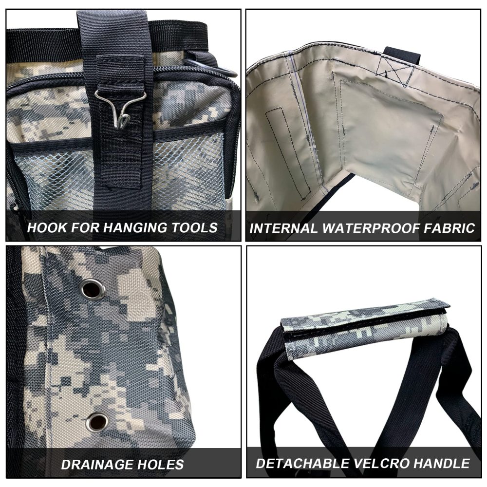 Ice Fishing General Fishing Bucket Tool Organizer, Multiple pockets, Adjustable Bucket Caddy Tackle Bag for 5-Gallon Bucket