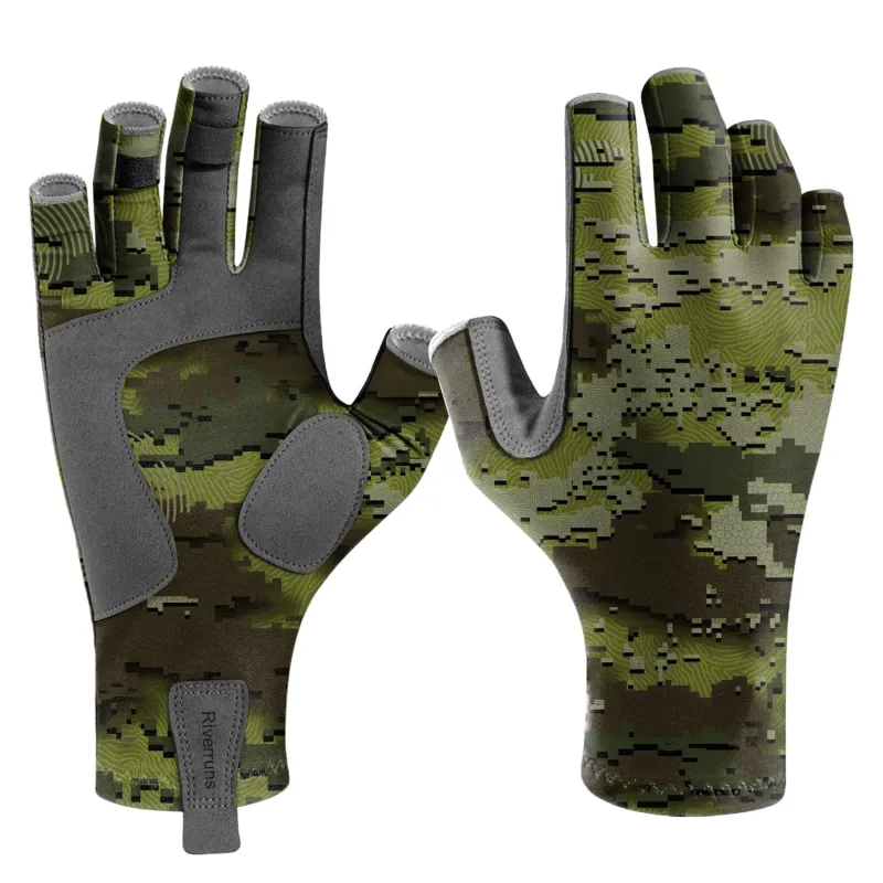 Riverruns UPF 50+ Fingerless Fishing Gloves UV Protection Fishing Sun Gloves for Men and Women Fishing, Boating, Kayaking, Hiking, Running, Cycling and Driving
