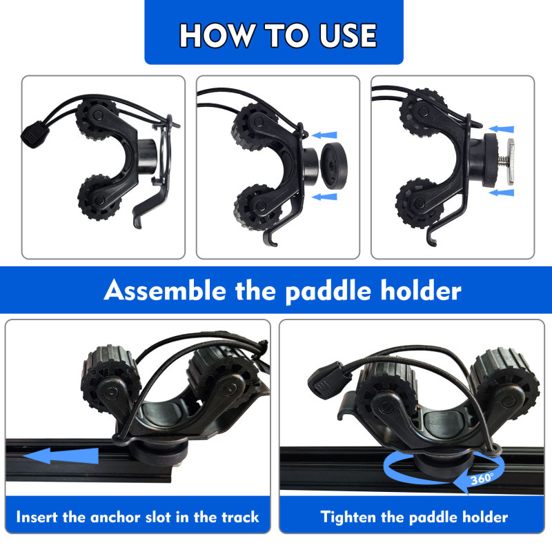 Aventik 2 PCS Kayak Paddle Holder Kayak Track Mount Accessories for Holding Standard Paddle, Kayak Oar Holder Kayak Rail Accessories for Fishing Kayak