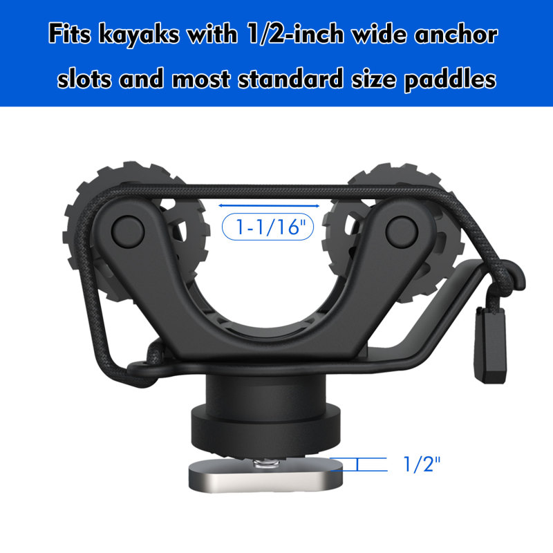 Aventik 2 PCS Kayak Paddle Holder Kayak Track Mount Accessories for Holding Standard Paddle, Kayak Oar Holder Kayak Rail Accessories for Fishing Kayak