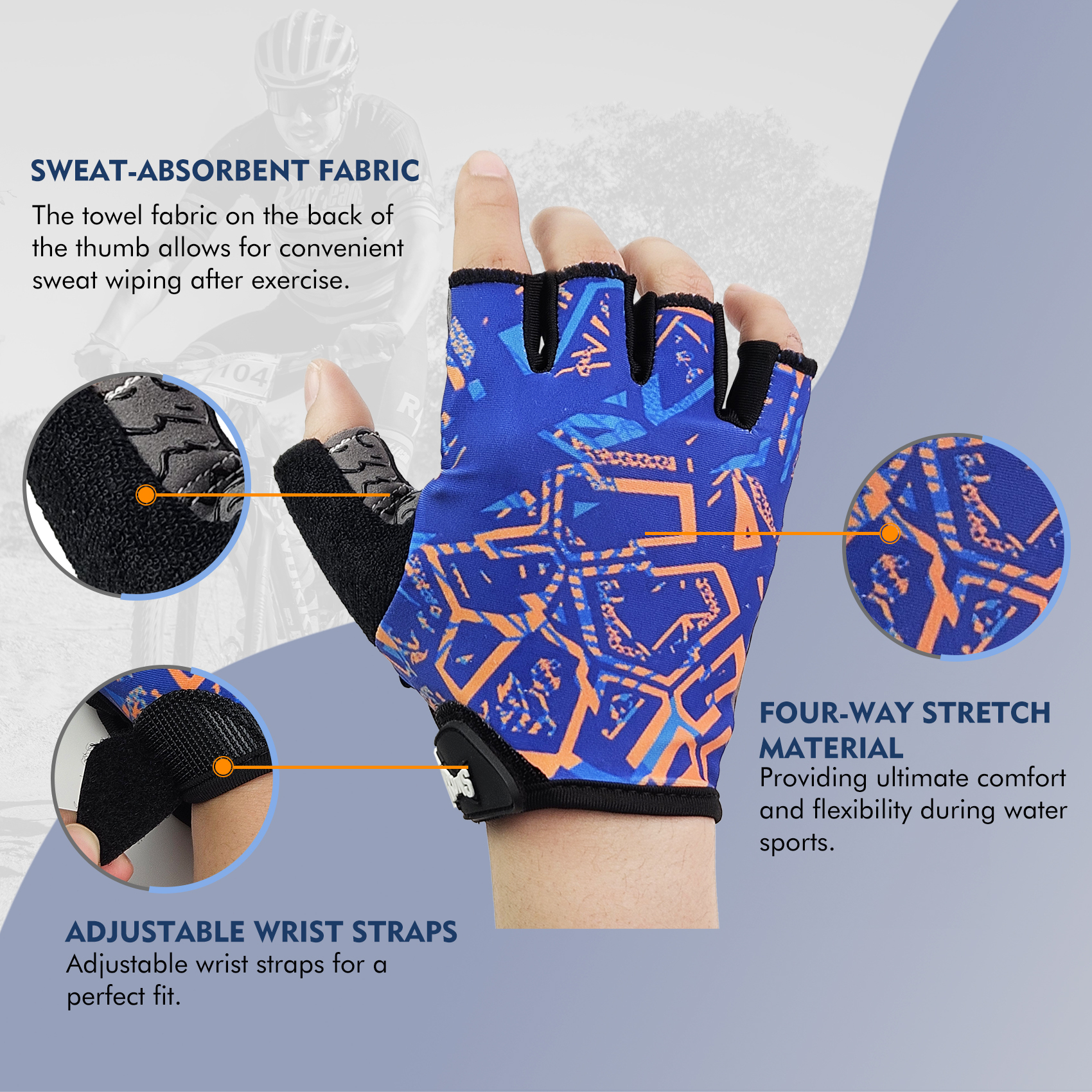 Riverruns Kayak Gloves Half Finger Padded Palm Sailing Gloves UPF50+ Fishing Gloves for Paddling, Sailing, Cycling, Driving