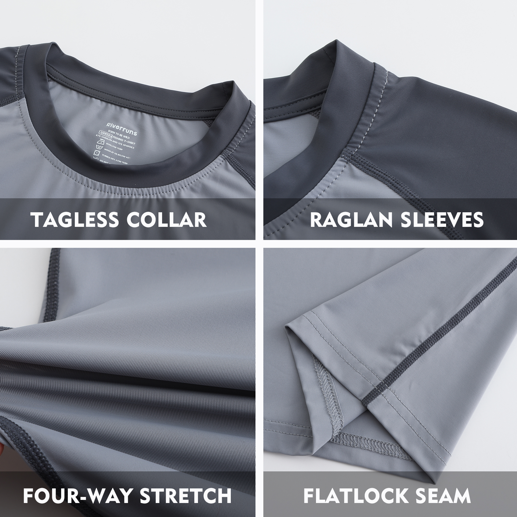 Riverruns UPF 50+ Sun Protection Rash Guard T Shirt Ice-Cool Quick Dry Swim Shirt Fishing Shirt Sports Shirt