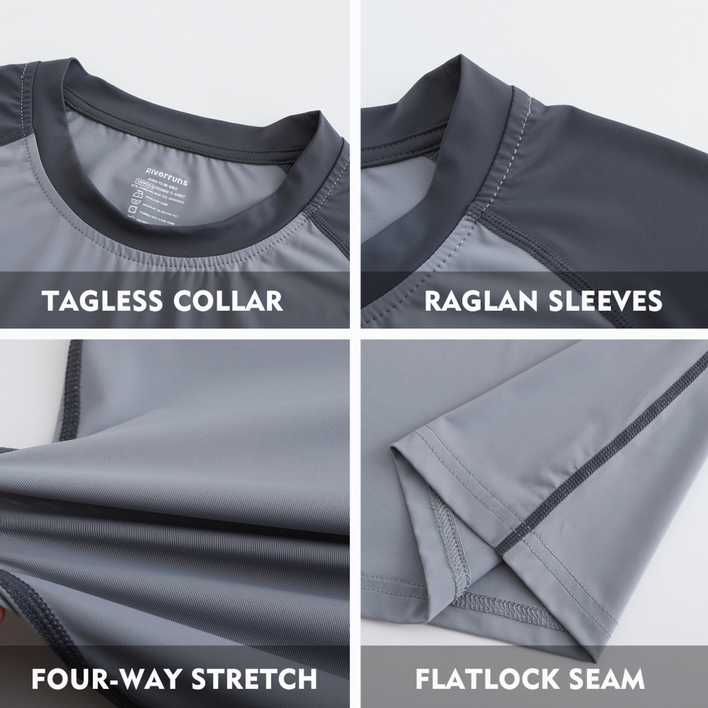 Riverruns UPF 50+ Sun Protection Rash Guard T Shirt Ice-Cool Quick Dry Swim Shirt Fishing Shirt Sports Shirt