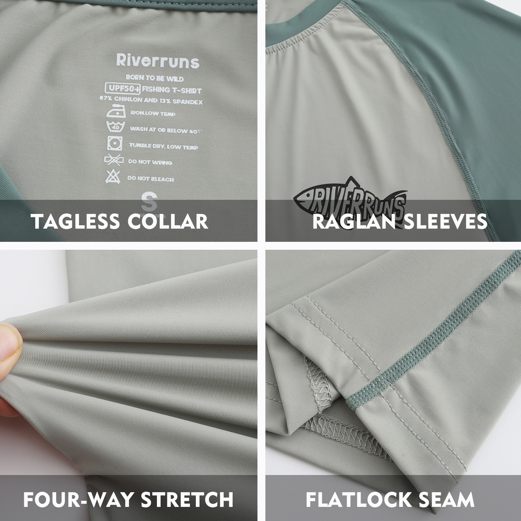 Riverruns UPF 50+ Sun Protection Rash Guard T Shirt Ice-Cool Quick Dry Swim Shirt Fishing Shirt Sports Shirt