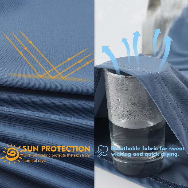 Sun Protection Long Sleeve Shirts Rash Guard Shirts Ice-Cool Quick Dry Swim Shirt Fishing Sports Shirt