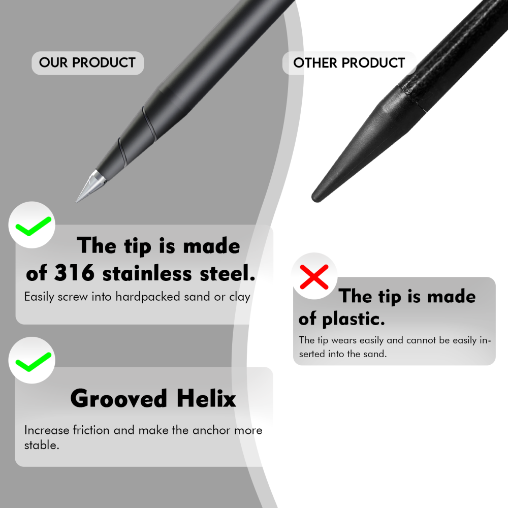 EDSRDPLT Aventik 7.75' Anchor and Push Pole, Shallow Water Anchor Pole with T-Handle and Compass, Multifuction Fiberglass Anchor Pin on The Beach