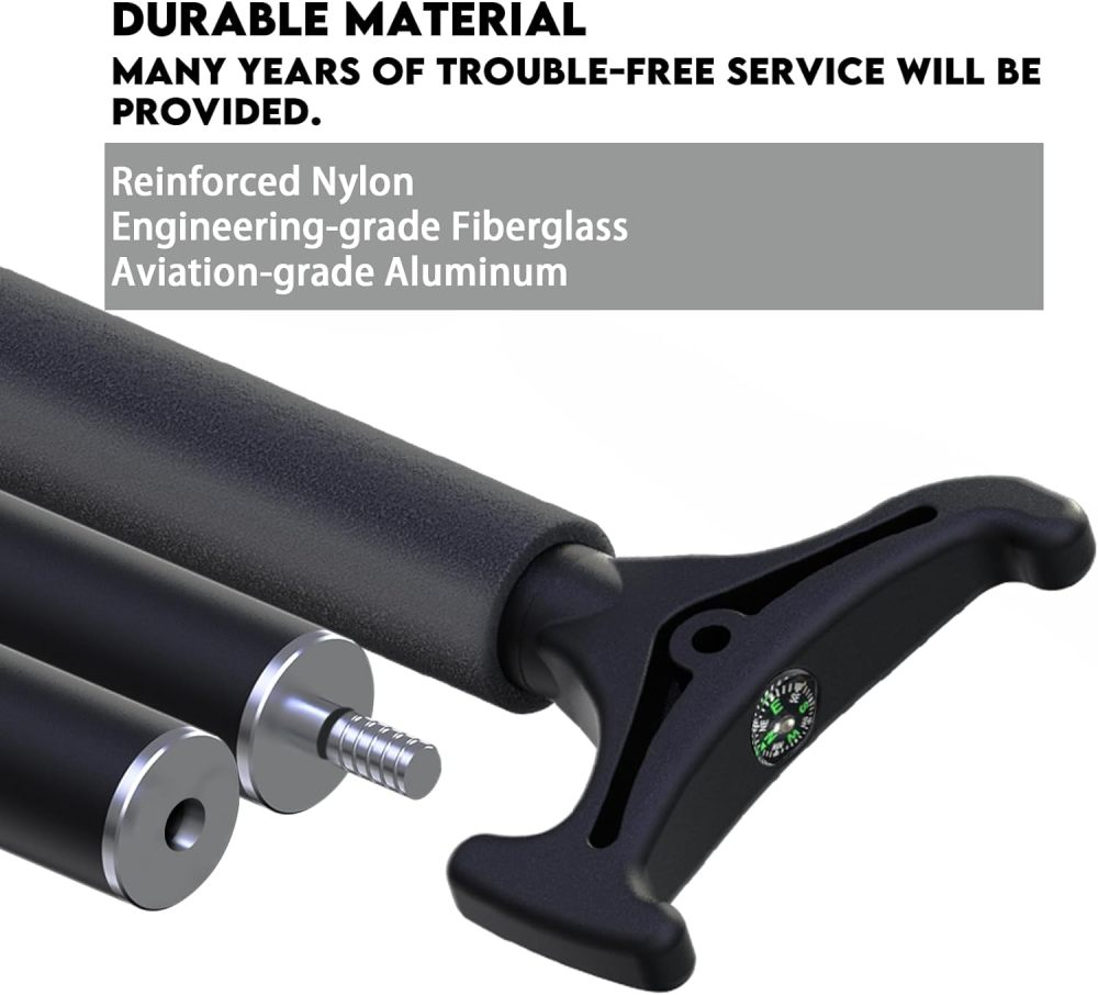 EDSRDPLT Aventik 7.75' Anchor and Push Pole, Shallow Water Anchor Pole with T-Handle and Compass, Multifuction Fiberglass Anchor Pin on The Beach