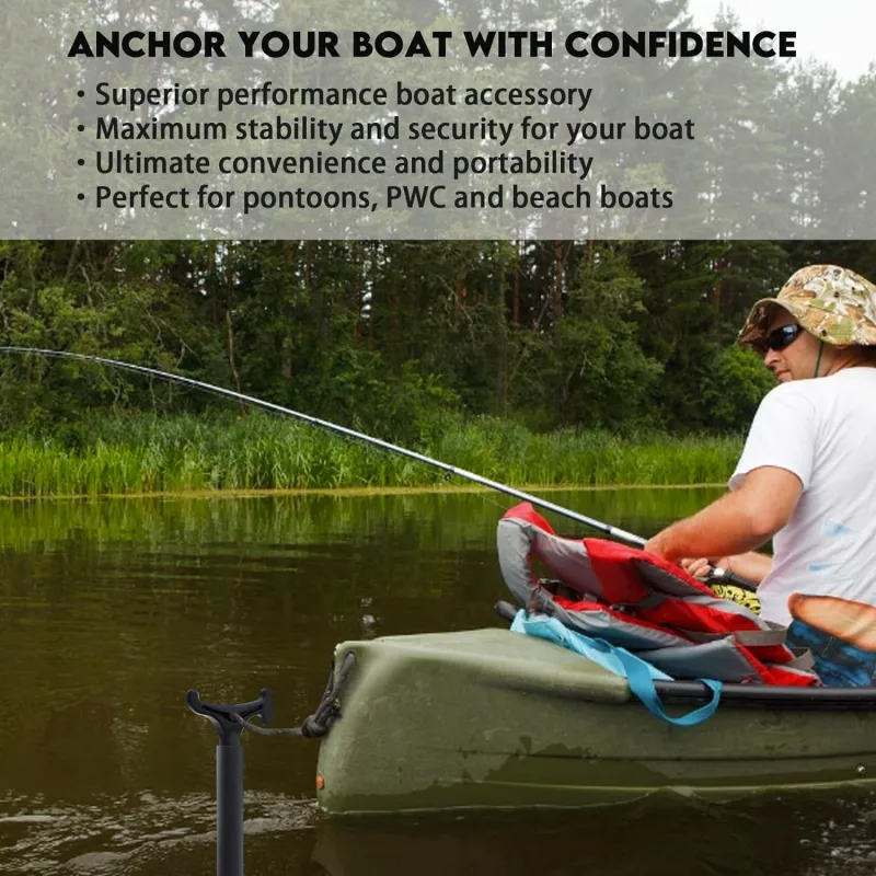 EDSRDPLT Aventik 7.75' Anchor and Push Pole, Shallow Water Anchor Pole with T-Handle and Compass, Multifuction Fiberglass Anchor Pin on The Beach