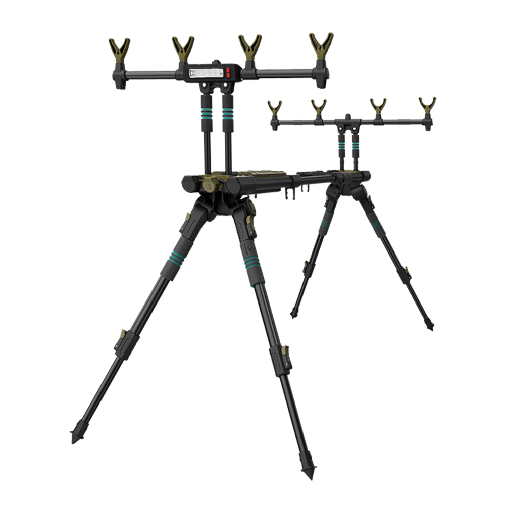 HJ Retractable Carp Fishing Rod Stand Holder Adjustable Fishing Pole Pod Stand with 6 PCS V-Shape Rod Rest Head and Carry Bag