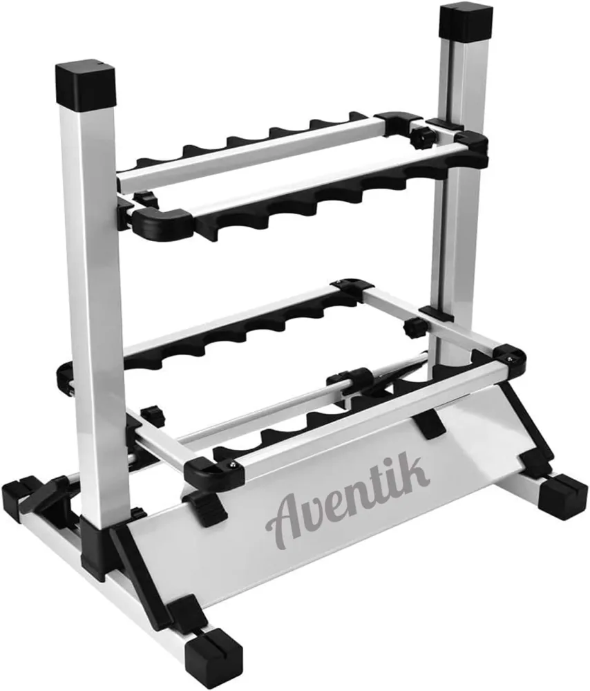 Aventik Fishing Rod Rack, Silver/Gunsmoke Aluminum 12&24 Rods Fishing Rod Holder Aventik Fishing Rod Rack, Silver/Gunsmoke Aluminum 12&24 Rods Fishing Rod Holder