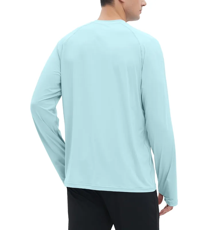 UPF 50+ Men's Long Sleeve Cooling Quick Dry Shirt Sun Breathable Shirt Thumbhole Shirts Rash Guard for Fishing Swim