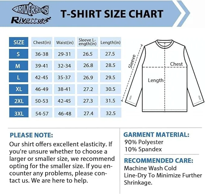 UPF 50+ Men's Long Sleeve Cooling Quick Dry Shirt Sun Breathable Shirt Thumbhole Shirts Rash Guard for Fishing Swim