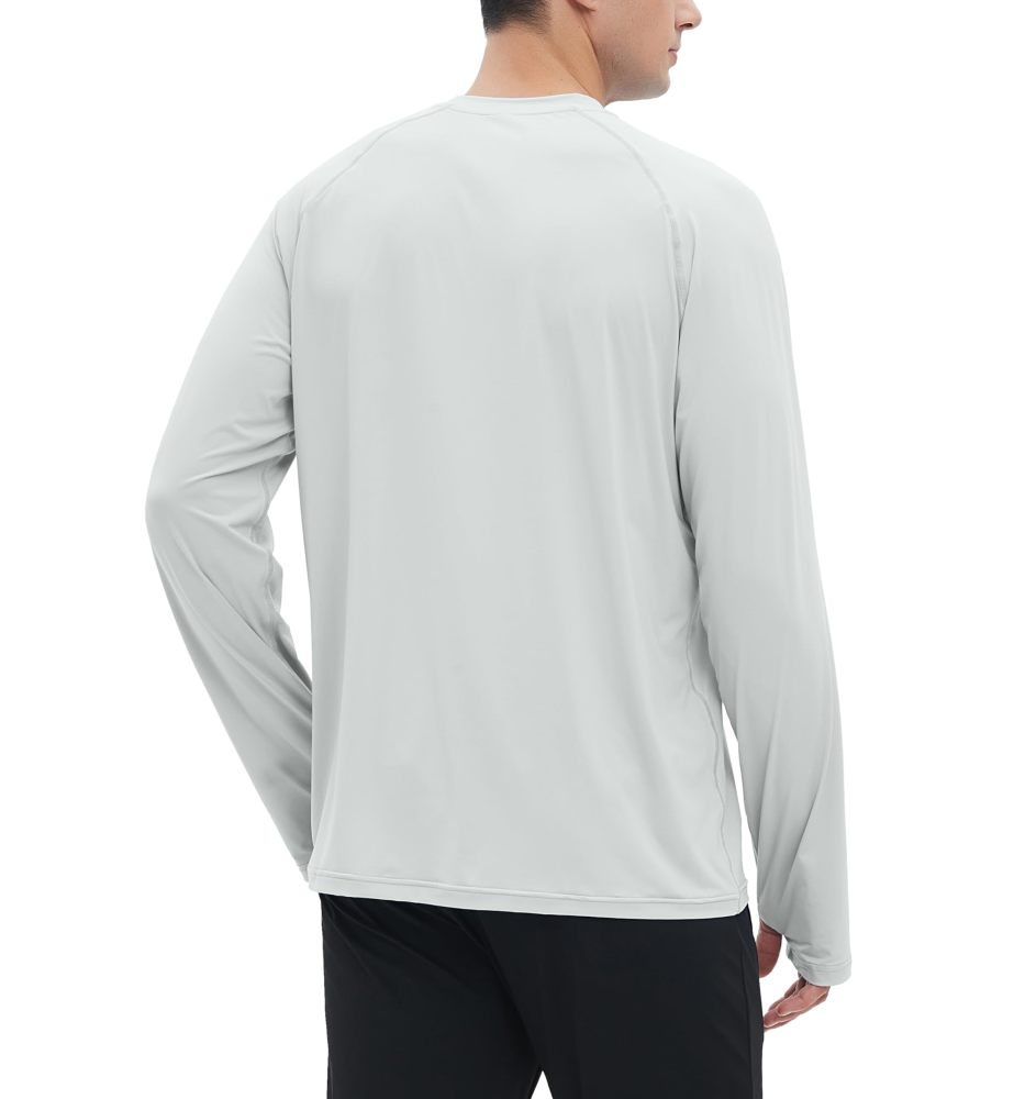 UPF 50+ Men's Long Sleeve Cooling Quick Dry Shirt Sun Breathable Shirt Thumbhole Shirts Rash Guard for Fishing Swim