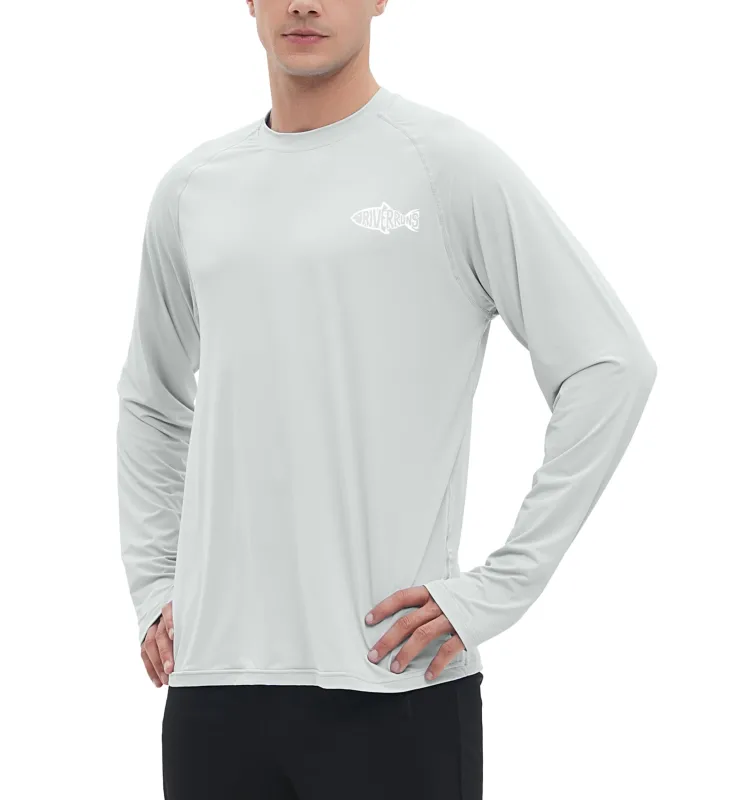 UPF 50+ Men's Long Sleeve Cooling Quick Dry Shirt Sun Breathable Shirt Thumbhole Shirts Rash Guard for Fishing Swim