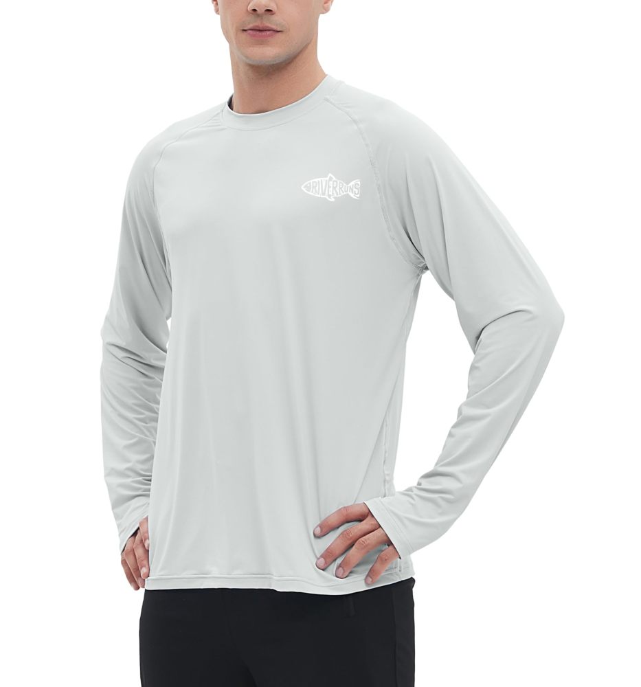 UPF 50+ Men's Long Sleeve Cooling Quick Dry Shirt Sun Breathable Shirt Thumbhole Shirts Rash Guard for Fishing Swim