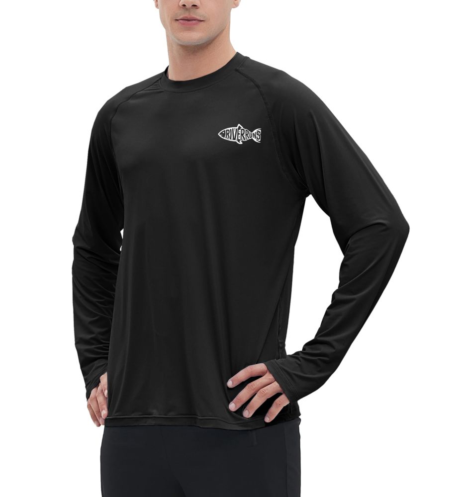 UPF 50+ Men's Long Sleeve Cooling Quick Dry Shirt Sun Breathable Shirt Thumbhole Shirts Rash Guard for Fishing Swim