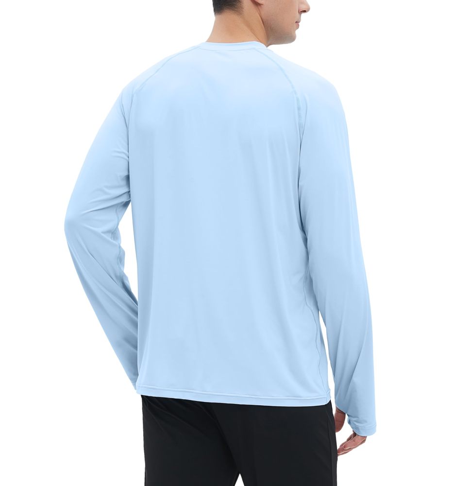 UPF 50+ Men's Long Sleeve Cooling Quick Dry Shirt Sun Breathable Shirt Thumbhole Shirts Rash Guard for Fishing Swim