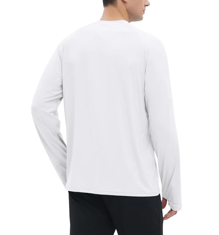 UPF 50+ Men's Long Sleeve Cooling Quick Dry Shirt Sun Breathable Shirt Thumbhole Shirts Rash Guard for Fishing Swim