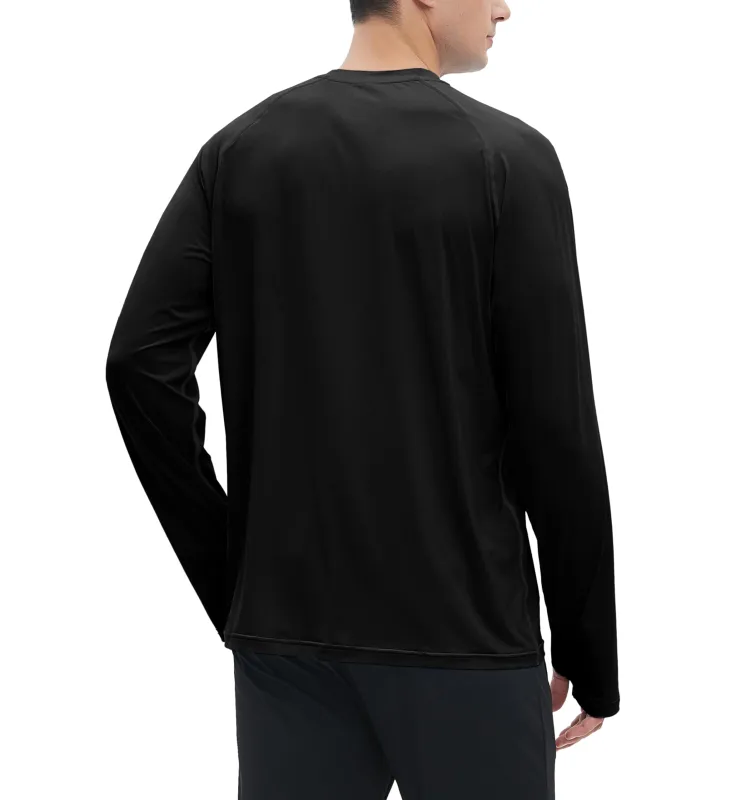 UPF 50+ Men's Long Sleeve Cooling Quick Dry Shirt Sun Breathable Shirt Thumbhole Shirts Rash Guard for Fishing Swim