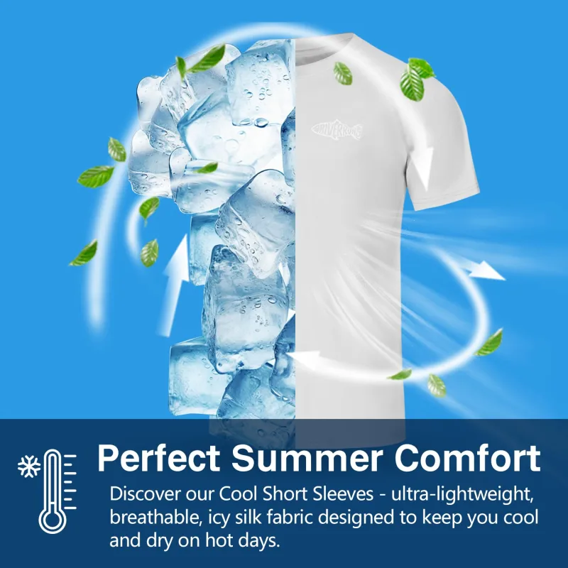 Rash Guard Swim Surf Sun Shirts for Men UPF 50+ Cooling Quick Dry Short Sleeve Fishing T-Shirt