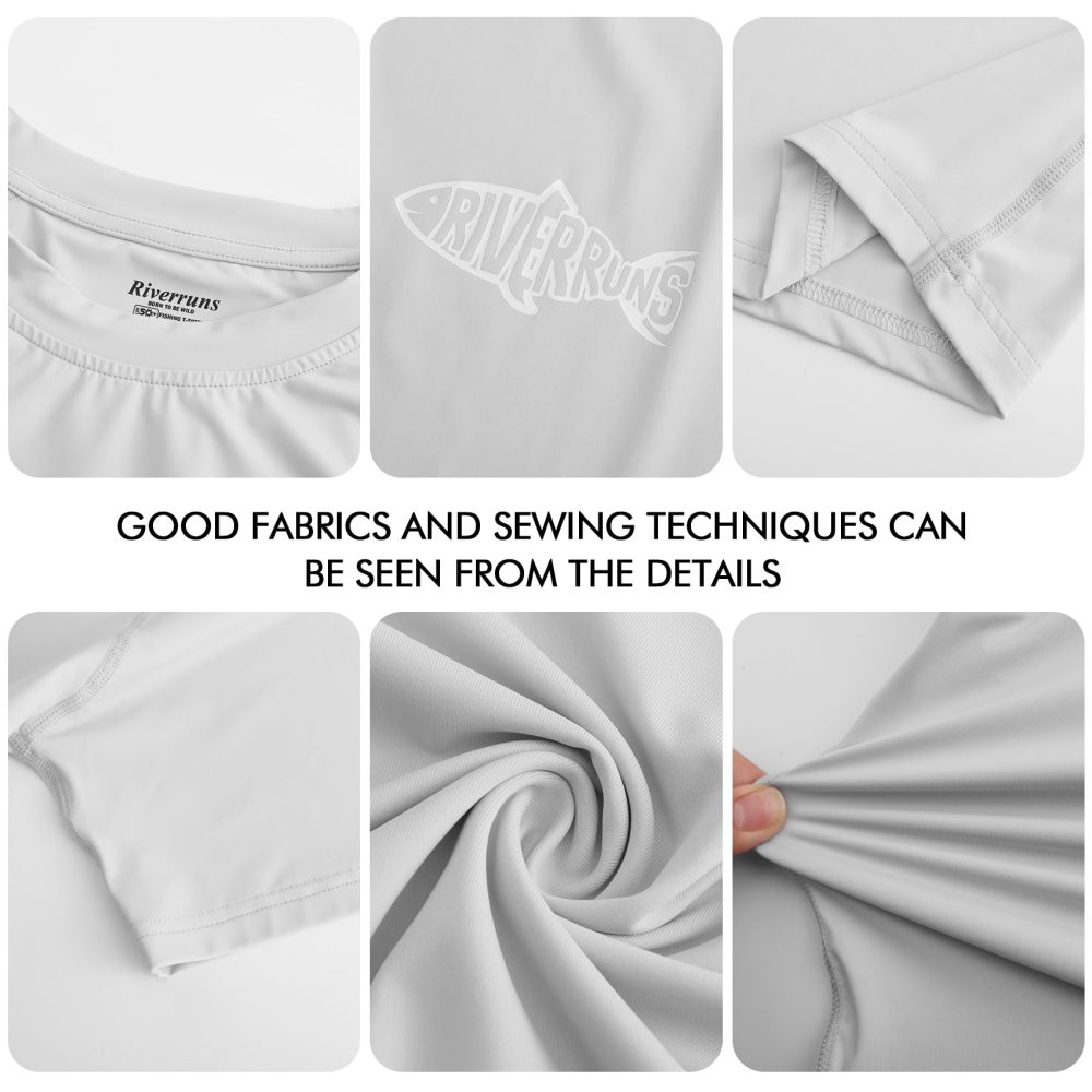 Rash Guard Swim Surf Sun Shirts for Men UPF 50+ Cooling Quick Dry Short Sleeve Fishing T-Shirt