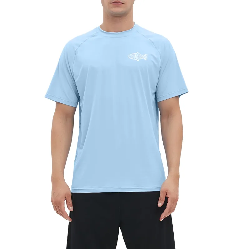 Rash Guard Swim Surf Sun Shirts for Men UPF 50+ Cooling Quick Dry Short Sleeve Fishing T-Shirt