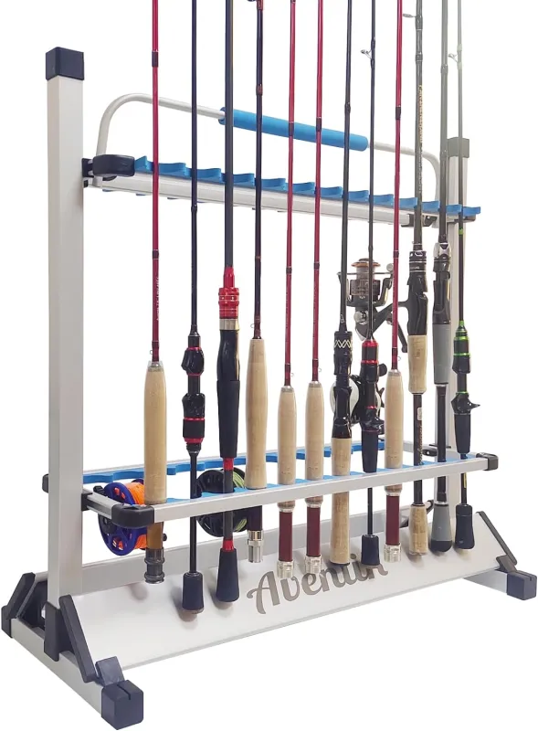 Aventik Mini Fishing Rod Holder Sile Aluminum 12&24-Rod With Lifting Handle