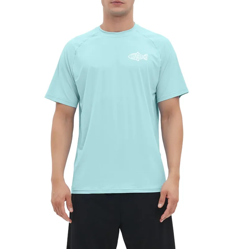 Rash Guard Swim Surf Sun Shirts for Men UPF 50+ Cooling Quick Dry Short Sleeve Fishing T-Shirt
