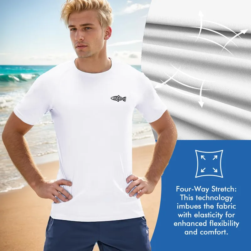 Rash Guard Swim Surf Sun Shirts for Men UPF 50+ Cooling Quick Dry Short Sleeve Fishing T-Shirt