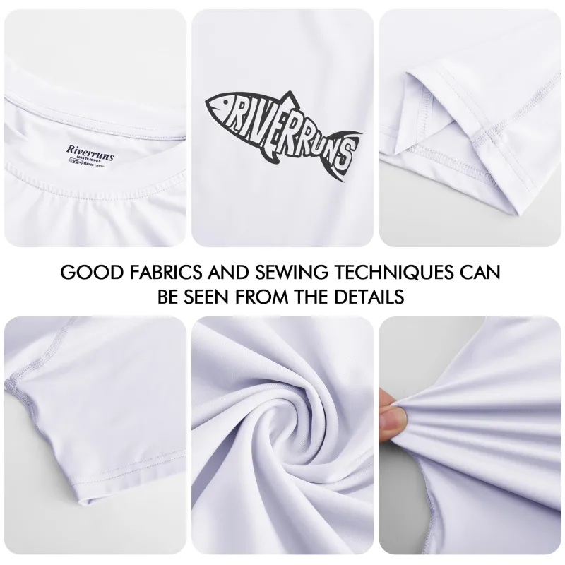 Rash Guard Swim Surf Sun Shirts for Men UPF 50+ Cooling Quick Dry Short Sleeve Fishing T-Shirt