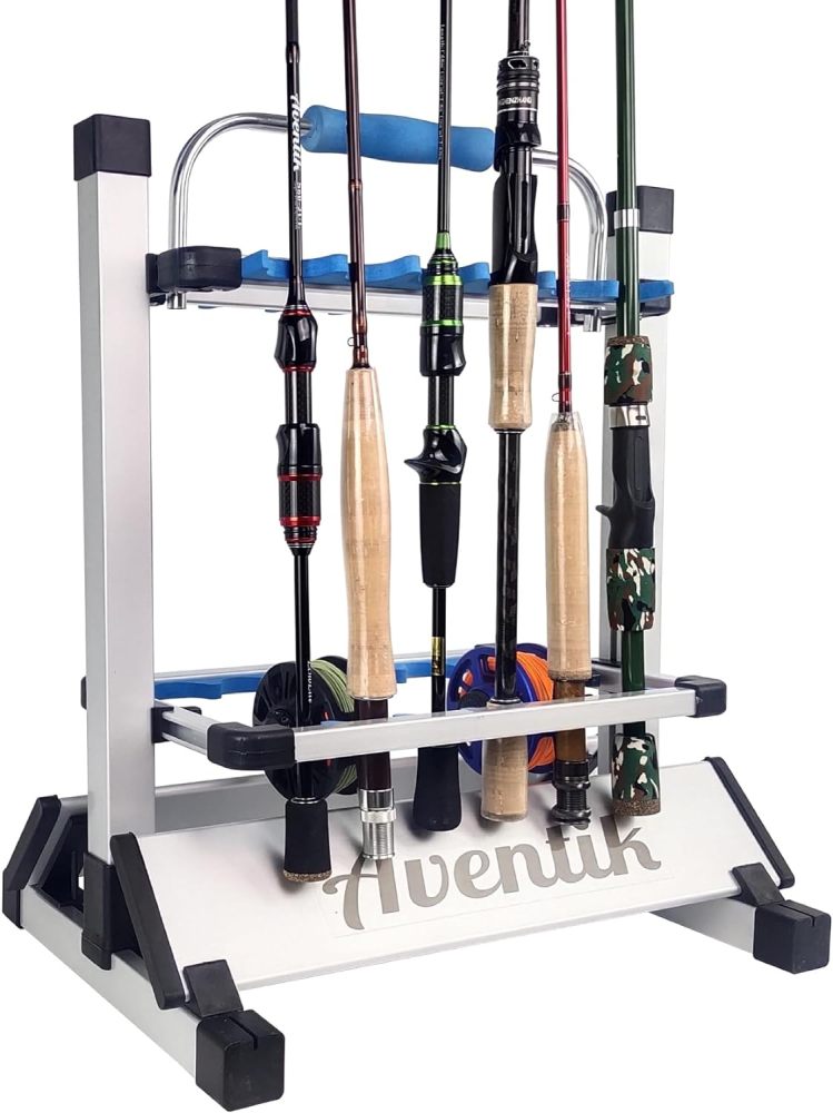 Aventik Mini Fishing Rod Holder Sile Aluminum 12&24-Rod With Lifting Handle