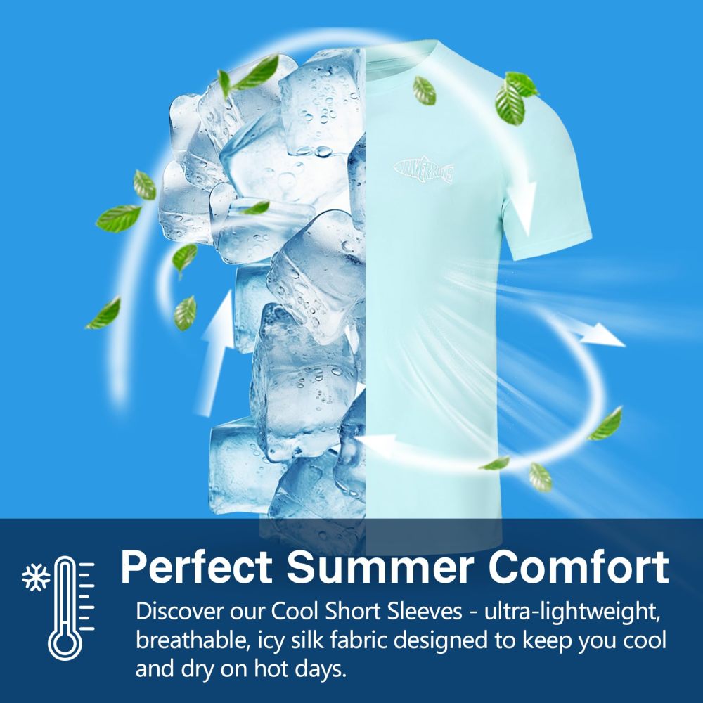 Rash Guard Swim Surf Sun Shirts for Men UPF 50+ Cooling Quick Dry Short Sleeve Fishing T-Shirt