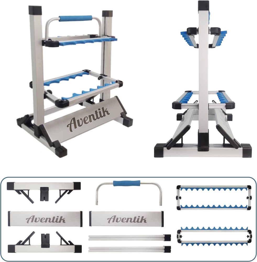 Aventik Mini Fishing Rod Holder Sile Aluminum 12&24-Rod With Lifting Handle