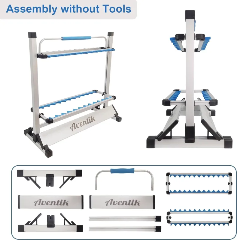 Aventik Mini Fishing Rod Holder Sile Aluminum 12&24-Rod With Lifting Handle
