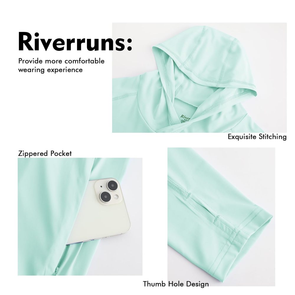 UPF 50+ Men's Sun Protection Hoodie, Cooling Quick Dry Hooded Shirt Rash Guards Long Sleeve with Zippered Pockets