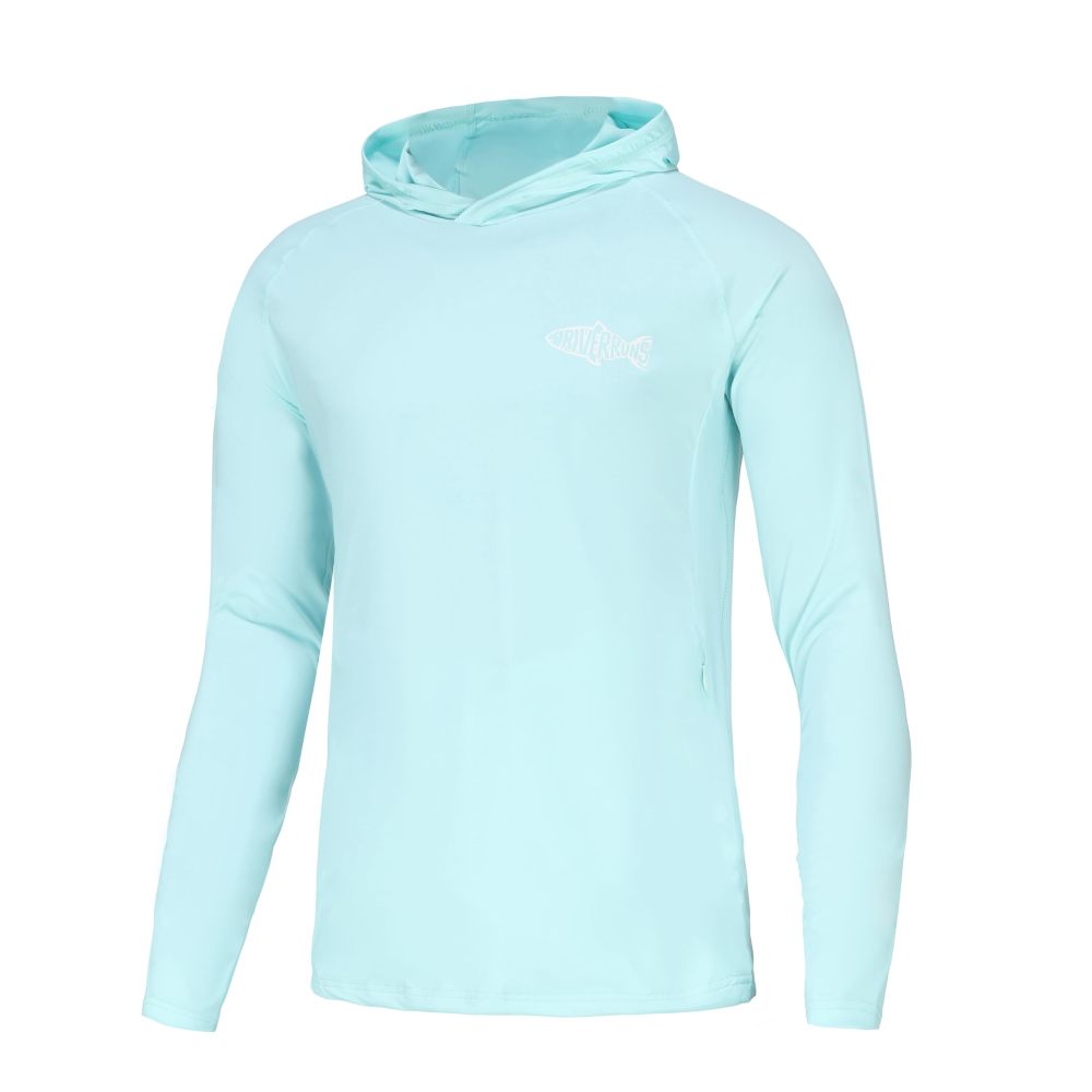 UPF 50+ Men's Sun Protection Hoodie, Cooling Quick Dry Hooded Shirt Rash Guards Long Sleeve with Zippered Pockets