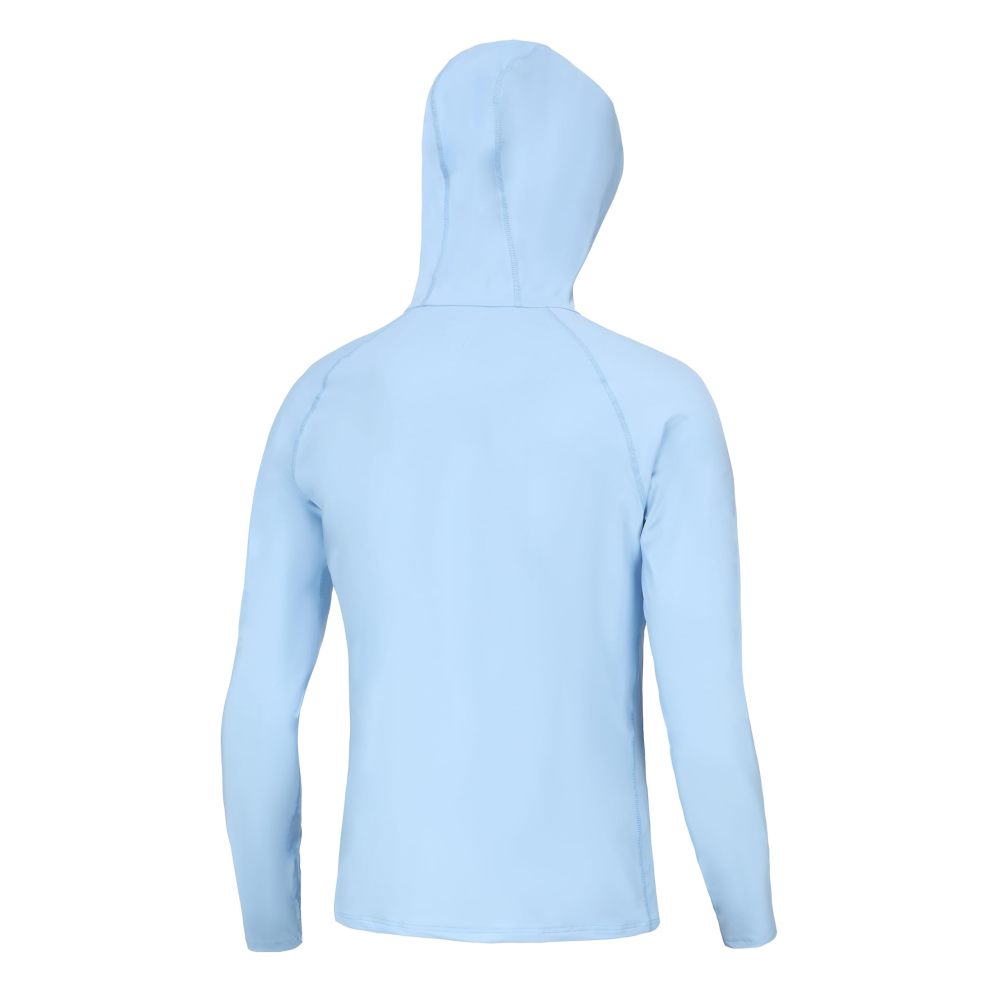UPF 50+ Men's Sun Protection Hoodie, Cooling Quick Dry Hooded Shirt Rash Guards Long Sleeve with Zippered Pockets