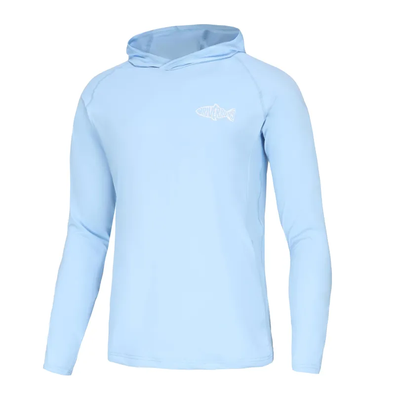 UPF 50+ Men's Sun Protection Hoodie, Cooling Quick Dry Hooded Shirt Rash Guards Long Sleeve with Zippered Pockets