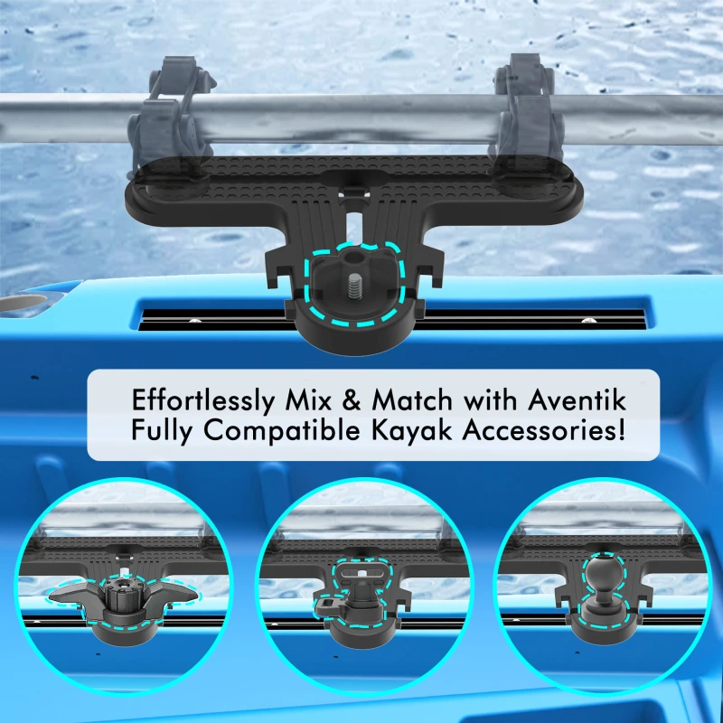 Multi-Functional T-Shaped Kayak Track System Textured Grip Surface Kayak Gear Track Space-Saving Tool-Free Installation Kayak Rail Track for Holding Fishing Rod Cup Holder Paddle